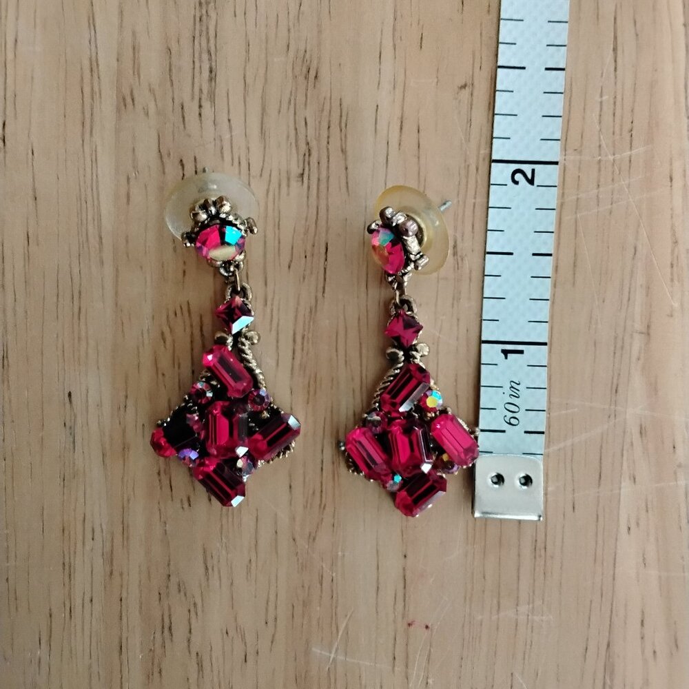 Red and gold earrings for pierced ears